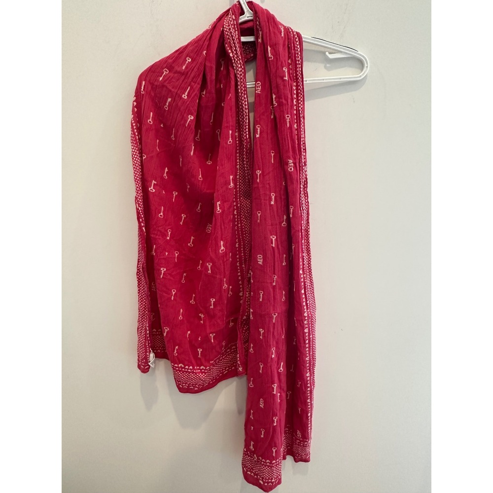 American Eagle Outfitters Pink Cotton Key Heart Print Scarf Wrap One Size